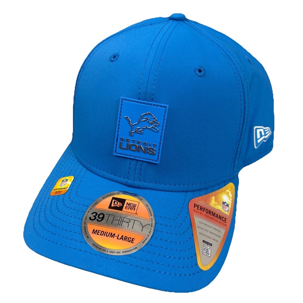 Detroit Lions New Era 39Thirty Medium_Large Size Side Line Collection Blue Color